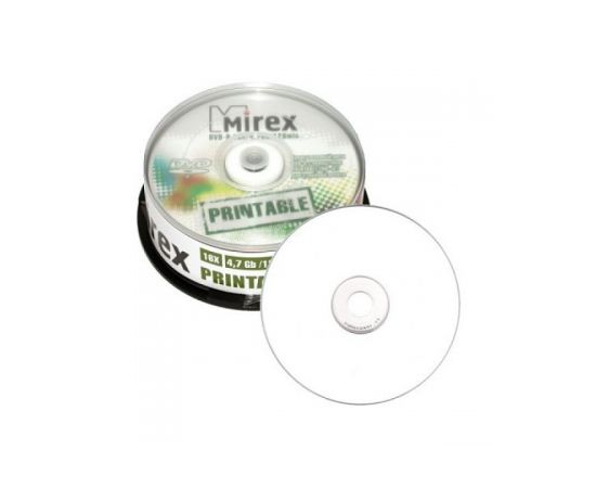  Диск DVD-R Mirex 4.7 Gb, 16x, Cake Box (25), Ink Printable 