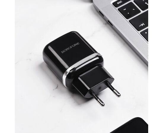  Адаптер Сетевой Borofone BA36A High QC3.0 1USB/5V/3A (black) 