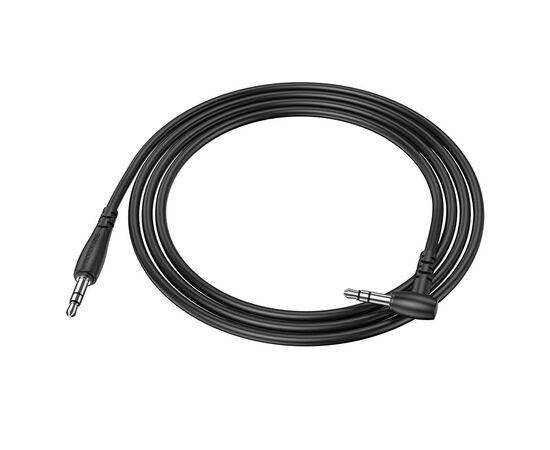  Кабель AUX, Jack 3,5mm(m) - Jack 3,5mm(m) Borofone BL10, 1.0м, круглый, силикон, боковой, цвет: чёрный (1/40/400) 