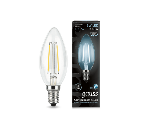  Лампочка Gauss 103801205 Filament Свеча E14 