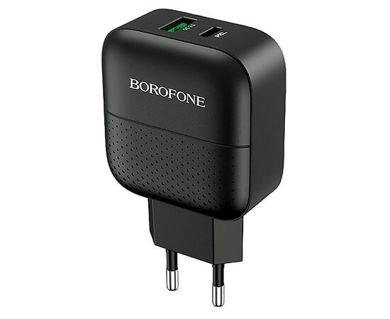  Адаптер Сетевой с кабелем Borofone BA46A Premium PD+QC3.0 1USB/1TYPE-C/5V/3A +Type-C to Light(124189 