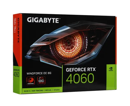  Видеокарта Gigabyte RTX4060 WindForce OC (GV-N4060WF2OC-8GD) 8GB GDDR6 128-bit DPx2 HDMIx2 2Fan RTL 