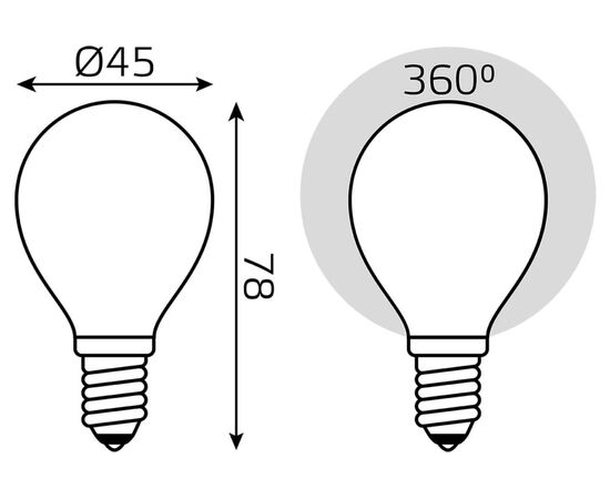  Лампа светодиодная Gauss Filament 105201209-D 9Вт цок.E14 шар 220B 4100K св.свечения белый нейтральный уп/10шт 