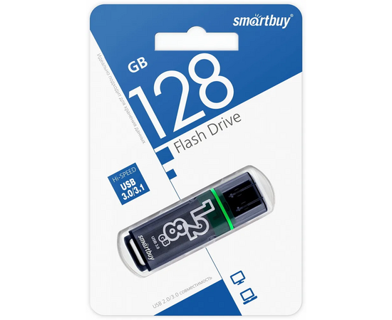  USB 3.0  128GB  Smart Buy  Glossy  темно серый 