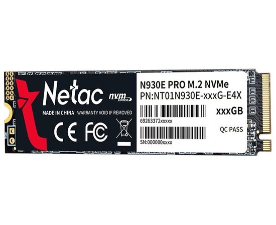  Внутренний SSD  Netac  256GB  N930E  Pro, PCIe x4, R/W - 2040/1270 MB/s, (M.2), 2280, TLC 3D NAND 