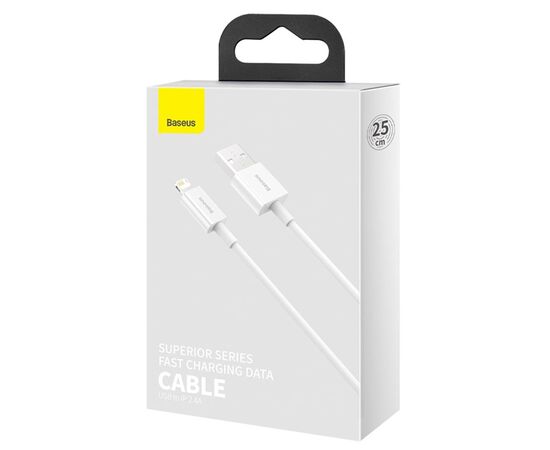  Кабель USB BASEUS Superior Series USB - Lightning, 2.4А, 12W, 25 см, белый 