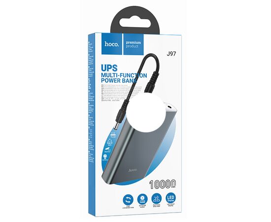  Портативный аккумулятор HOCO J97 UPS Multi function, 2.1A, 10000 мА⋅ч, серый металлик 