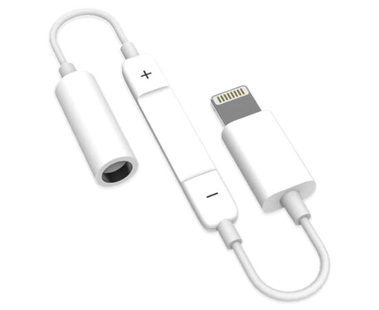  Переходник  MH020, Lightning - Jack 3.5, 14 см, белый, контроллер с микрофоном 