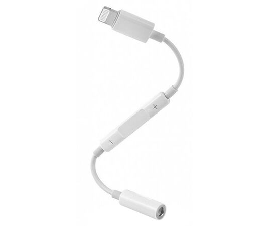  Переходник  MH020, Lightning - Jack 3.5, 14 см, белый, контроллер с микрофоном 