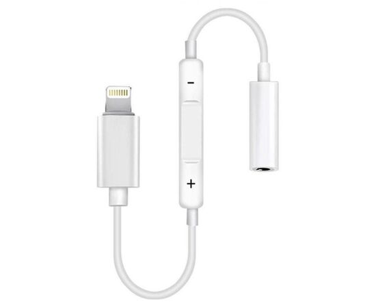  Переходник  MH020, Lightning - Jack 3.5, 14 см, белый, контроллер с микрофоном 