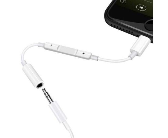  Переходник  MH020, Lightning - Jack 3.5, 14 см, белый, контроллер с микрофоном 