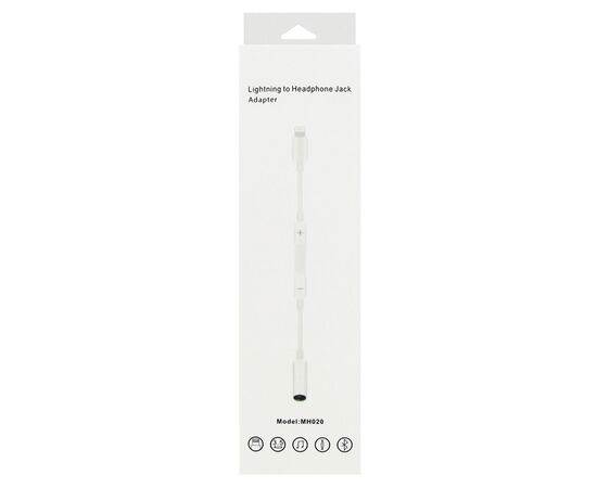 Переходник  MH020, Lightning - Jack 3.5, 14 см, белый, контроллер с микрофоном 