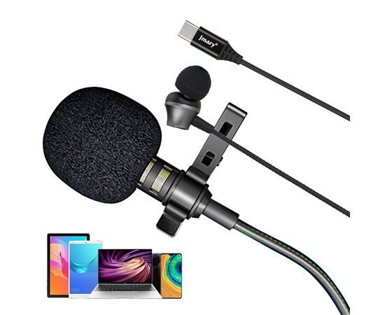  Микрофон JMARY MC-R6, петличный, Type-C, 1м, черный 