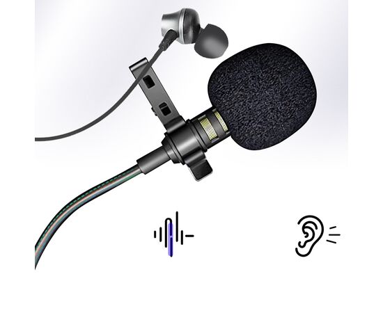  Микрофон JMARY MC-R6, петличный, Type-C, 1м, черный 