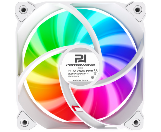  Вентилятор PentaWave PF-K12WAS PWM / ARGB / 120mm 4 pin Magnetic Hydraulic 500-1700rpm 76CFM 28.7dBA/ White 