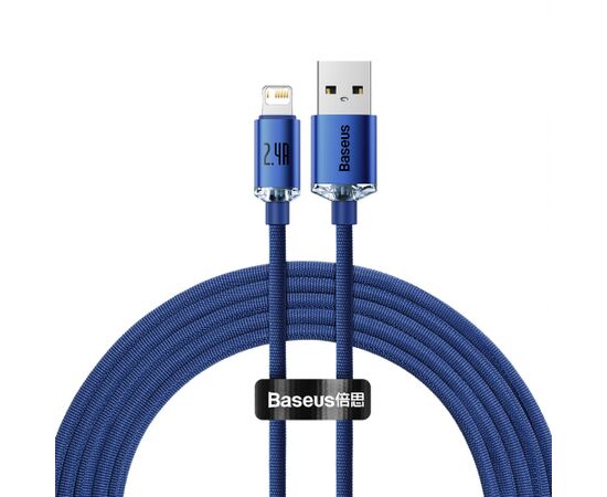  Кабель USB - Lightning Baseus Crystal Shine Series Fast Charging Data Cable 2.4A 2m, нейлон , CAJY000103 (Blue) 