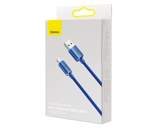  Кабель USB - Lightning Baseus Crystal Shine Series Fast Charging Data Cable 2.4A 2m, нейлон , CAJY000103 (Blue) 
