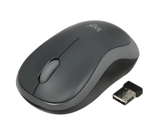  Мышь беспроводная Logitech M186 (910-004131) черный/серый (1000dpi) USB2.0 (2but) 