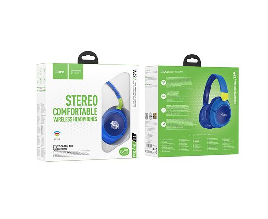  Bluetooth-наушники полноразмерные Bluetooth 5.2 250mah Hoco W43 Adventure (Blue) 