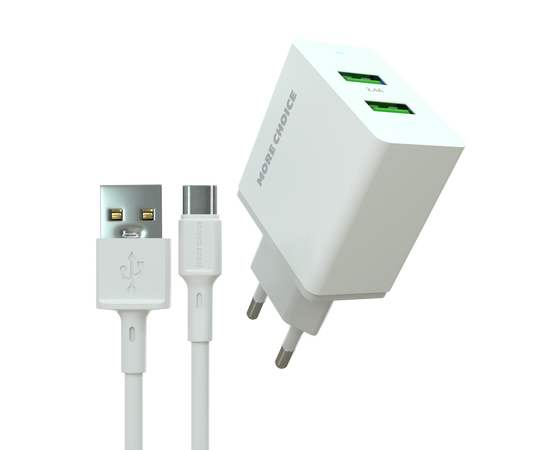  СЗУ 2USB 2.4A для Type-C More choice NC11a (White) 