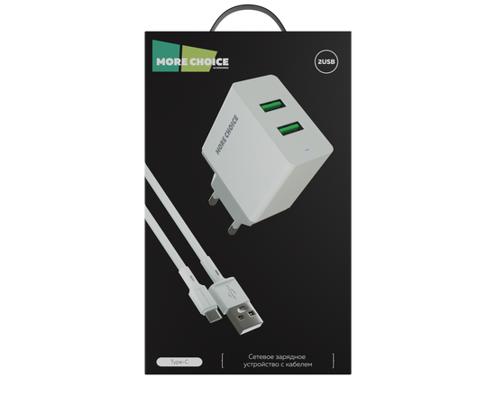 СЗУ 2USB 2.4A для Type-C More choice NC11a (White) 