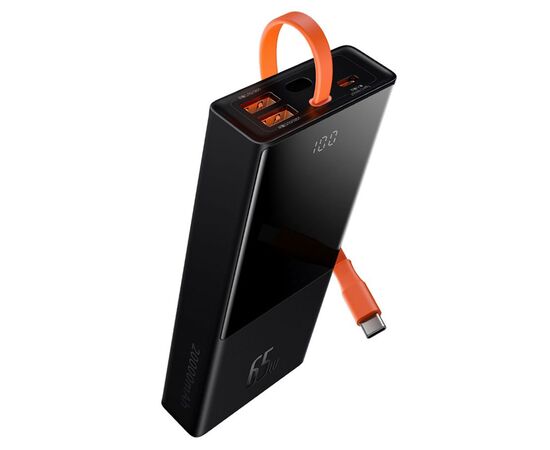  Портативный аккумулятор BASEUS Elf Digital Display, встроенный кабель Type-C, 3A, 20000 мА⋅ч, черный 