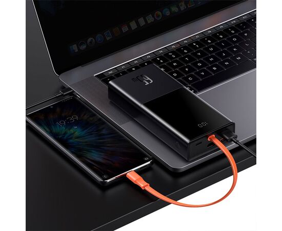  Портативный аккумулятор BASEUS Elf Digital Display, встроенный кабель Type-C, 3A, 20000 мА⋅ч, черный 