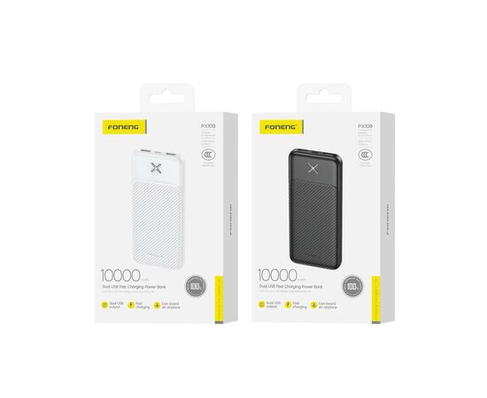  Внешний аккумулятор Foneng PX109 10000mAh, (2.1A & 2 Outputs) (White) 