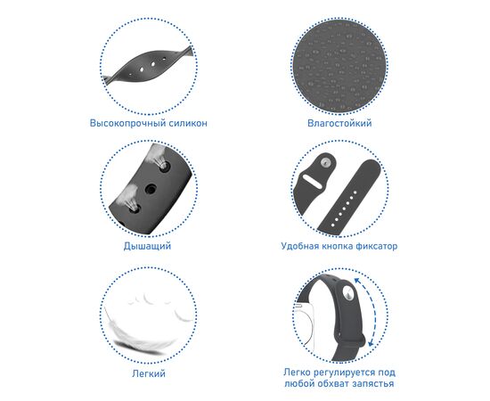  Ремешок силиконовый Great Case Sport для Apple Watch 42/44/45/49 мм, 235мм, на кнопке, синяя волна (63) 
