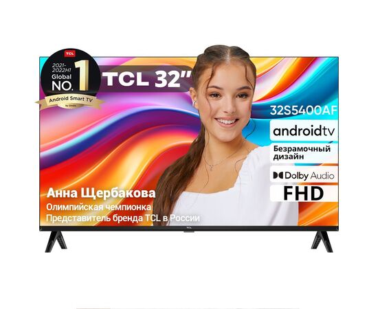  32" Телевизор TCL 32S5400AF черный 1920x1080, Full HD, 60 Гц, WI-FI, SMART TV, Google TV 
