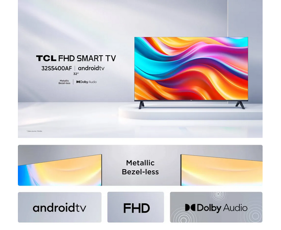  32" Телевизор TCL 32S5400AF черный 1920x1080, Full HD, 60 Гц, WI-FI, SMART TV, Google TV 