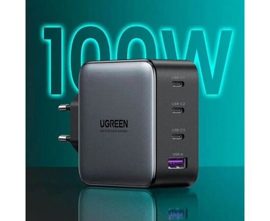  СЗУ UGREEN CD226 (40747) Nexode USB-A+3*USB-C 100W GaN Tech Fast Charger EU серый 