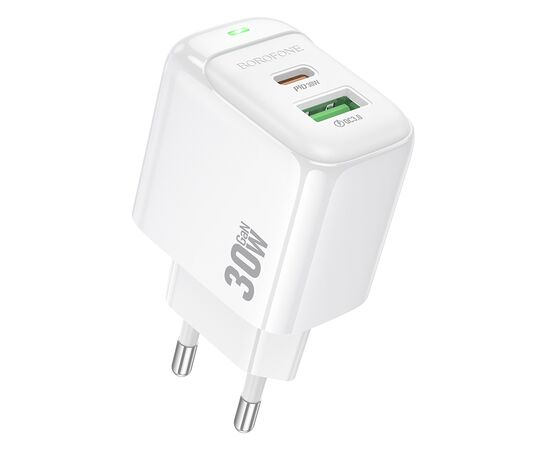  СЗУ 2USB 3.0A PD 30W QC3.0 быстрая зарядка для Type-C Lightning Borofone BAS45A 1м (White) 
