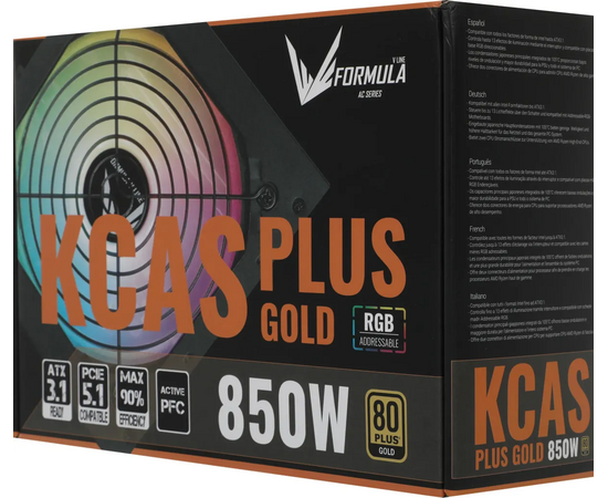  Блок питания Formula AC KCAS Plus Gold (KCAS Plus 850G) ATX 850W 80+ gold (20+4pin) APFC 120mm fan color LED 8xSATA RTL 