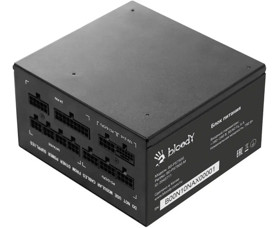  Блок питания BLOODY BD-PS750G (BD-PS750G-M), 750Вт, 120мм, черный, retail 