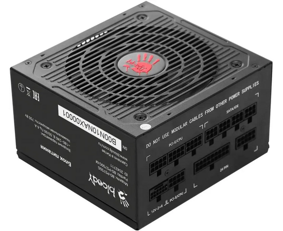  Блок питания BLOODY BD-PS750G (BD-PS750G-M), 750Вт, 120мм, черный, retail 