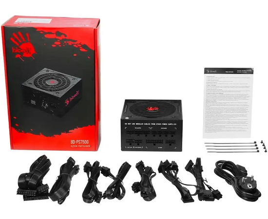  Блок питания BLOODY BD-PS750G (BD-PS750G-M), 750Вт, 120мм, черный, retail 