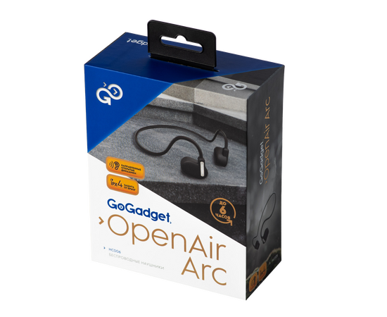  Беспроводные наушники GoGadget OpenAir Arc, зашейная дуга, открытый динамик, 1 микрофон, 90 мАч, до 6 ч ЧЕРНЫЙ 