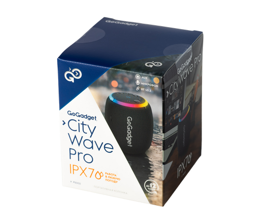  Беспроводная колонка GoGadget CityWave Pro с басами, 15Вт, 2500 мАч, до 12 часов, IPX7, ЧЕРНЫЙ 
