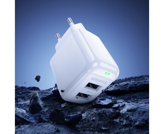  СЗУ 2USB 2.4A для micro Borofone BAS41A 1м (White) 