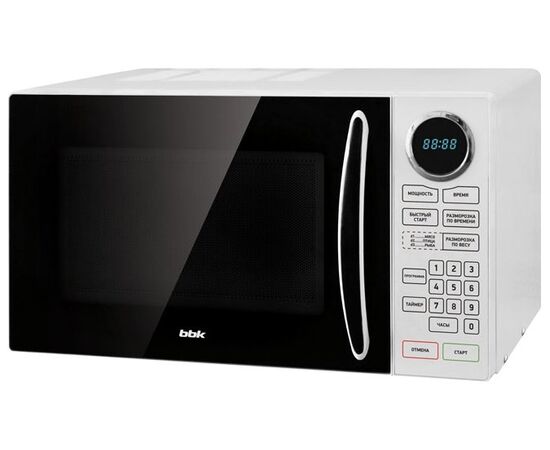  Микроволновая Печь BBK 23MWS-916S/BW белый, 23 л., 900 Вт., электронное управление, дисплей 