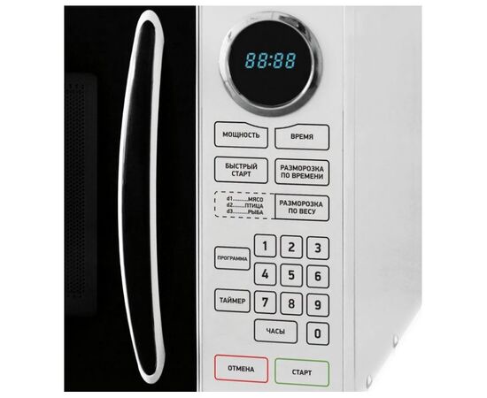  Микроволновая Печь BBK 23MWS-916S/BW белый, 23 л., 900 Вт., электронное управление, дисплей 