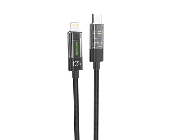  Кабель Type-C to Lightning Foneng X105 1.2M, 27W, нейлон (Black) 