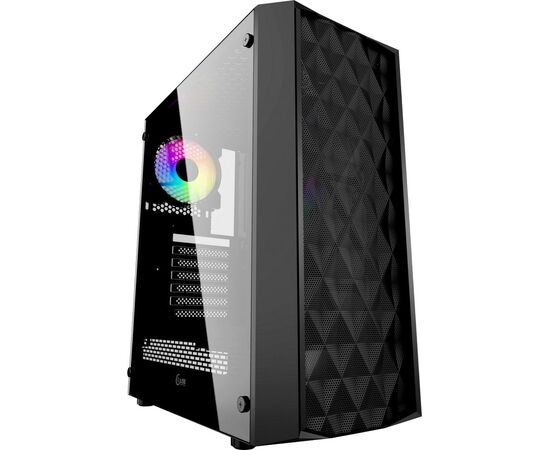  Корпус Powercase Diamond Mesh LED, Tempered Glass, 1x 120mm 5-color fan, чёрный, ATX  (CMDM-L1) 