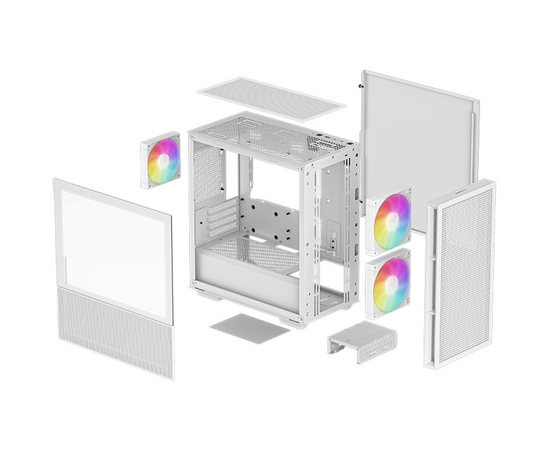  Корпус Deepcool CH360 white (R-CH360-WHAPE3-G-1) MiniTower (mATX, без БП, ARGB, USB3.2 Type-A + USB3.2 Type-C) 