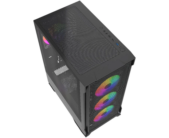  Корпус Powercase Mistral AZ4B ARGB (CMAZB-A4), Tempered Glass, 4x 120mm ARGB Fans, чёрный, ATX 