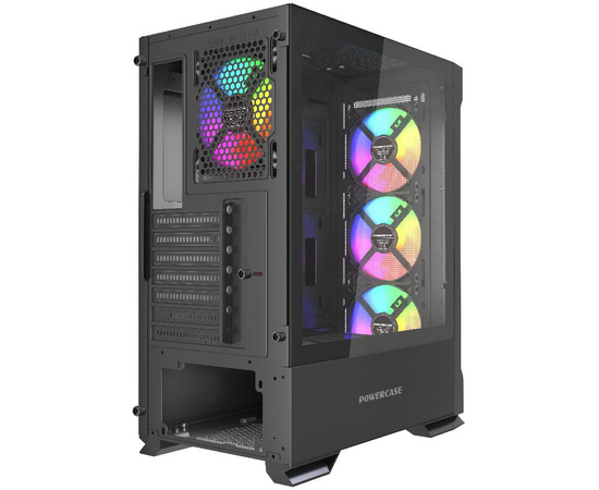  Корпус Powercase Mistral AZ4B ARGB (CMAZB-A4), Tempered Glass, 4x 120mm ARGB Fans, чёрный, ATX 