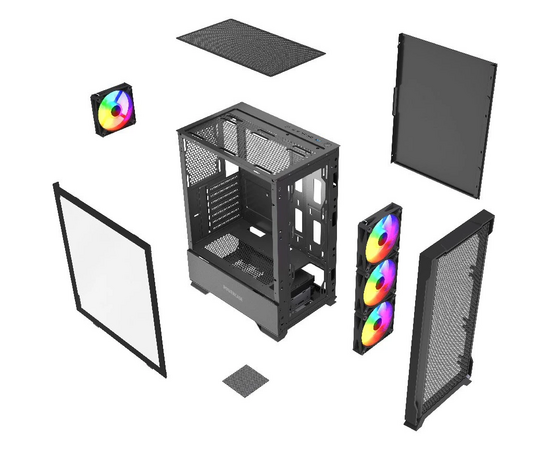  Корпус Powercase Mistral AZ4B ARGB (CMAZB-A4), Tempered Glass, 4x 120mm ARGB Fans, чёрный, ATX 
